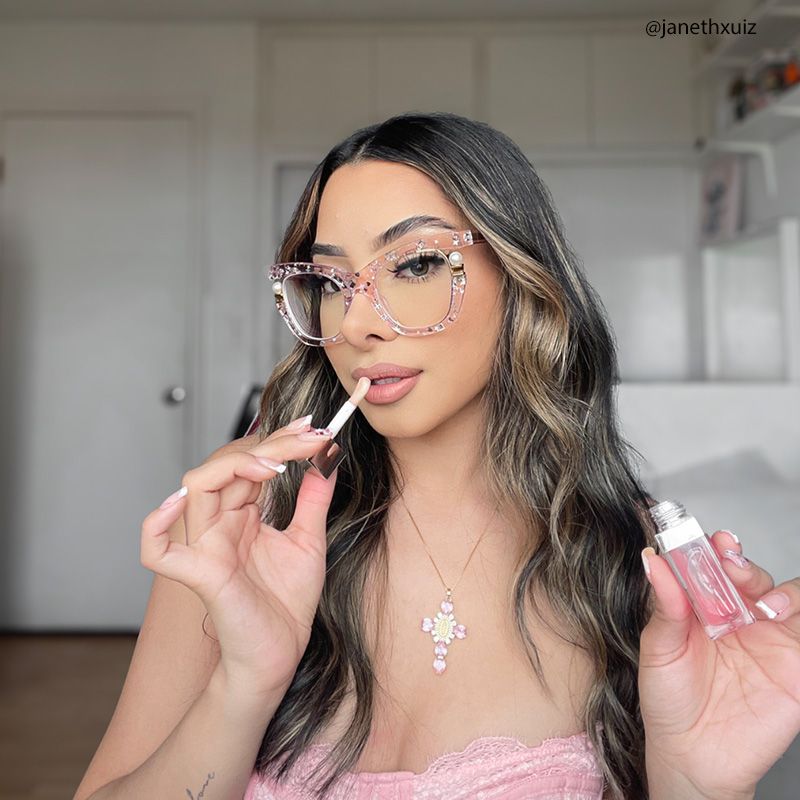 Transparent Pink Glasses with Pearl and Glitter Stars12
