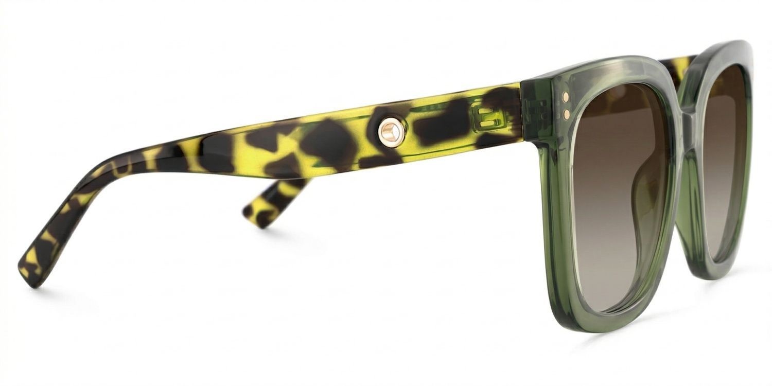 Ebony Tr90 Green Tortoise Square Frame Sunglasses | ZEELOOL UK3