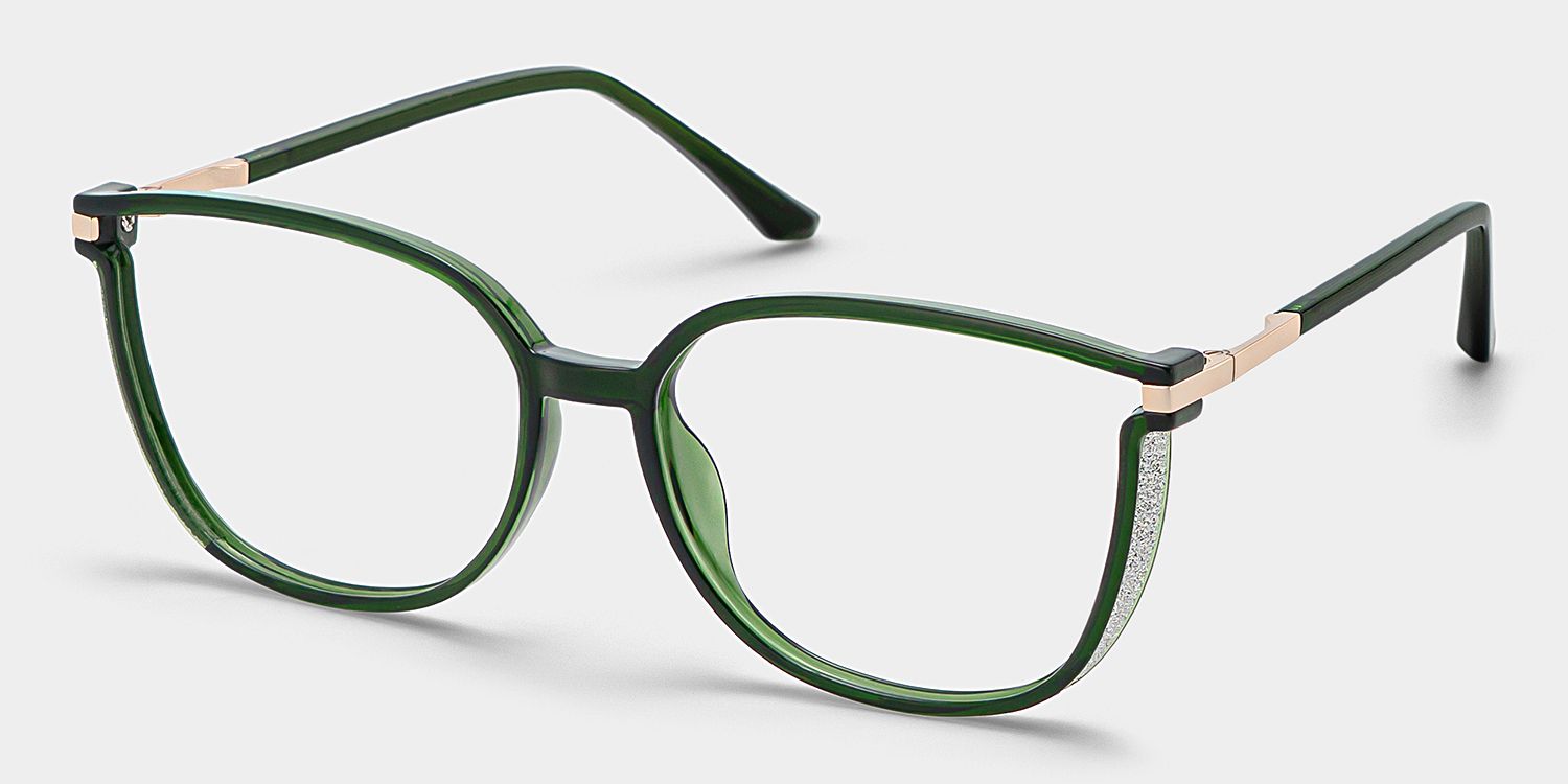 Rodz Square Dark-Green Frame Glasses | Zeelool2
