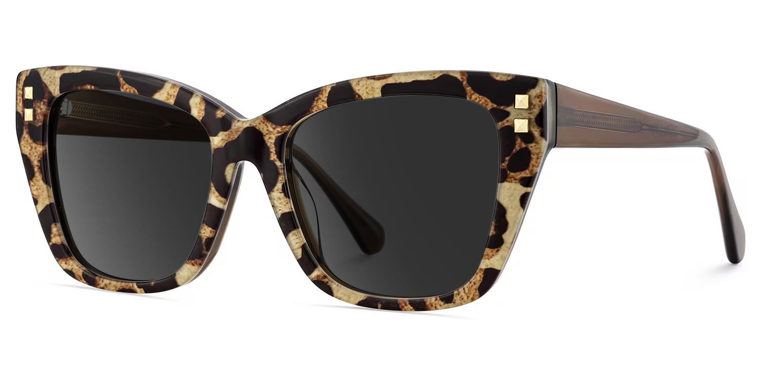 Tessia Brown Leopard Square Polarized Sunglasses for Driving | ZEELOOL UK2