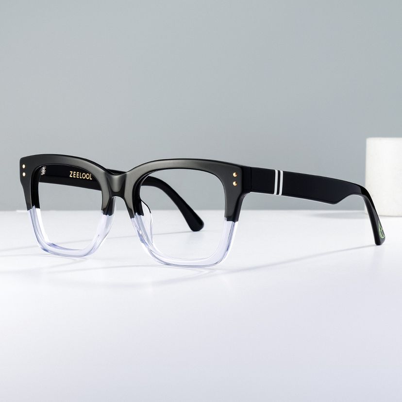 Gaydeh Black Clear Rectangle Glasses