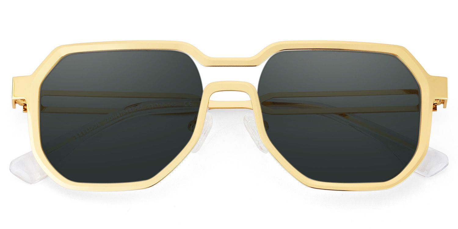 Hype Gold Frame Sunglasses with Geometric Style | ZEELOOL UK2