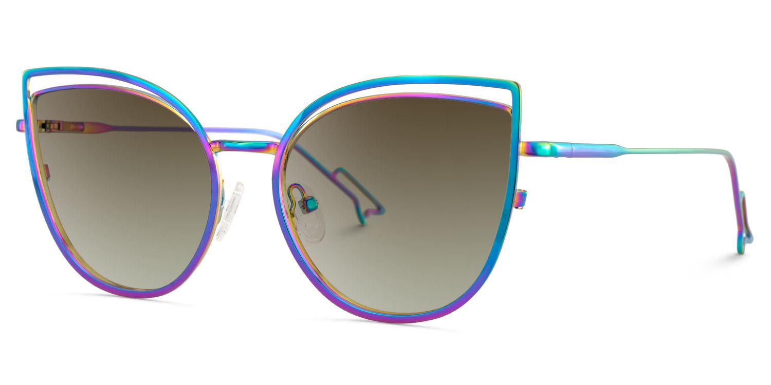 Spivey Iridescent Frame Sunglasses with Cat Eye Style | ZEELOOL UK2