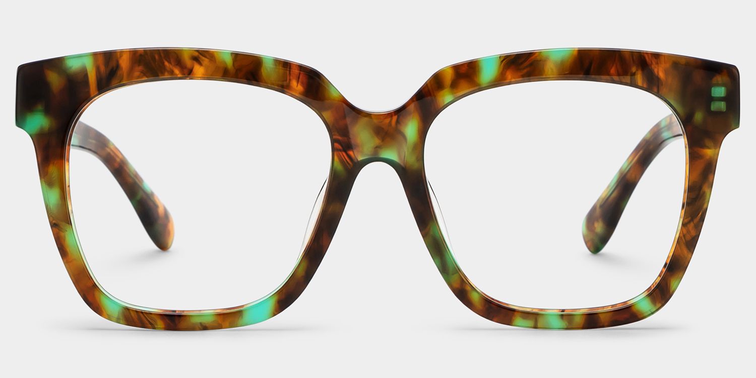 Xion Green-Tortoise Square Frames Glasses | ZEELOOL UK0
