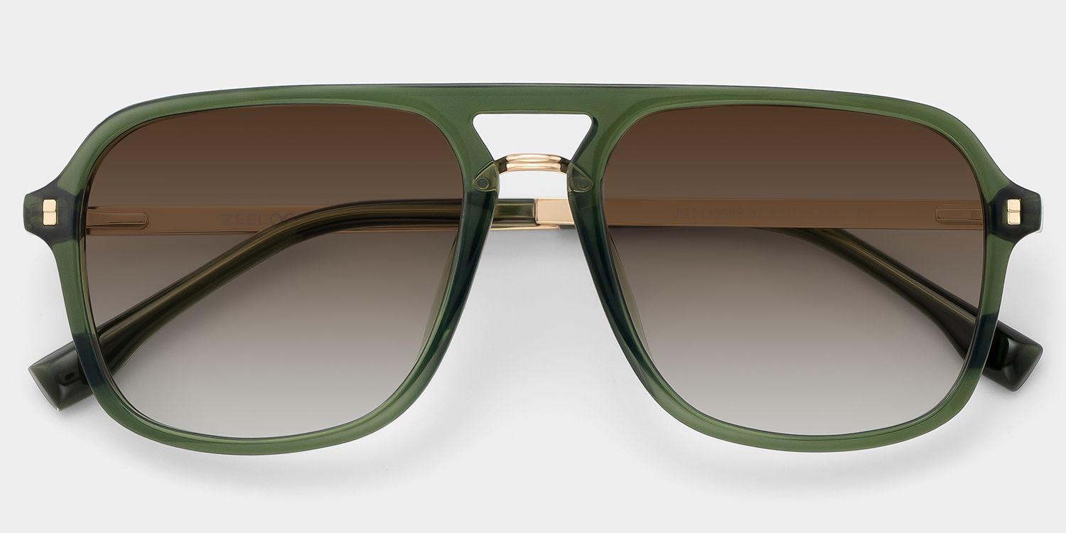 Kilworth Aviator Sunglasses with Tr90 Green Frames | ZEELOOL CA1