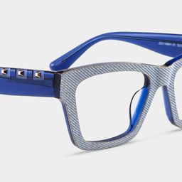 Cecilia Blue Rectangle Glasses5