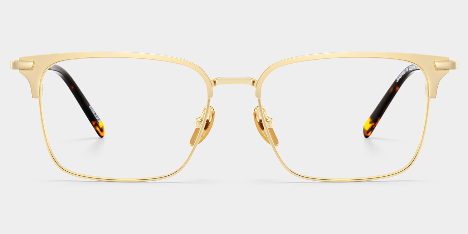 Maxwell Gold Browline Glasses with Titanium Frames for Bussiness | ZEELOOL UK0