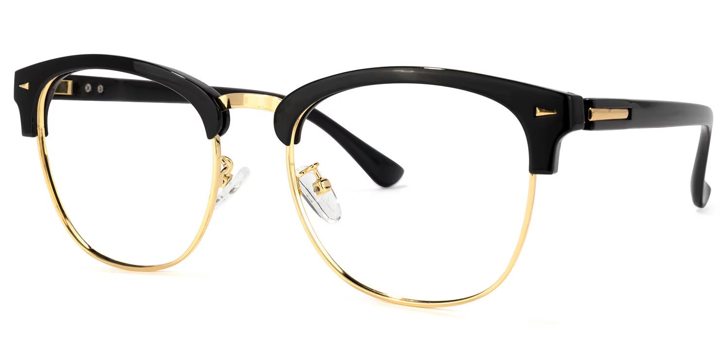Lasha Browline Black Eyeglasses and Oval Frame1