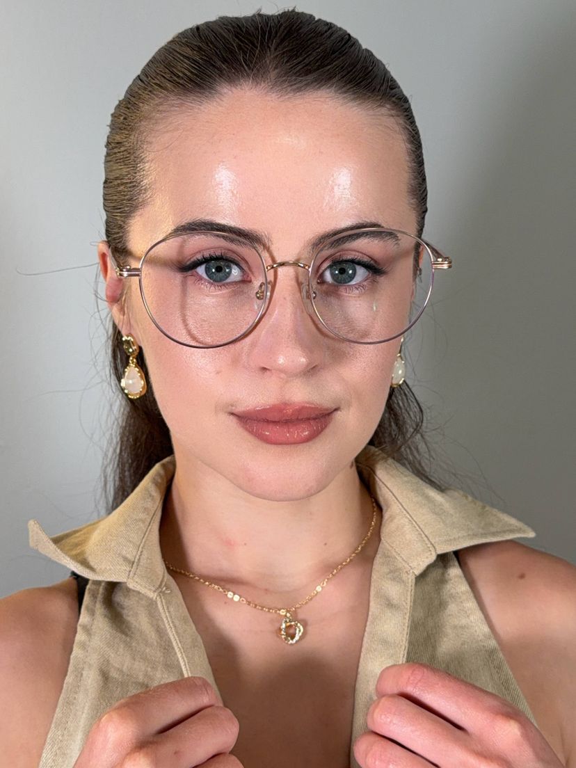 Celena Rose-Gold Round Glasses