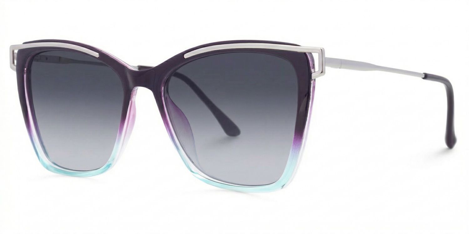 Krystle Square Purple-Blue Full Rim Sunglasses | ZEELOOL UK1