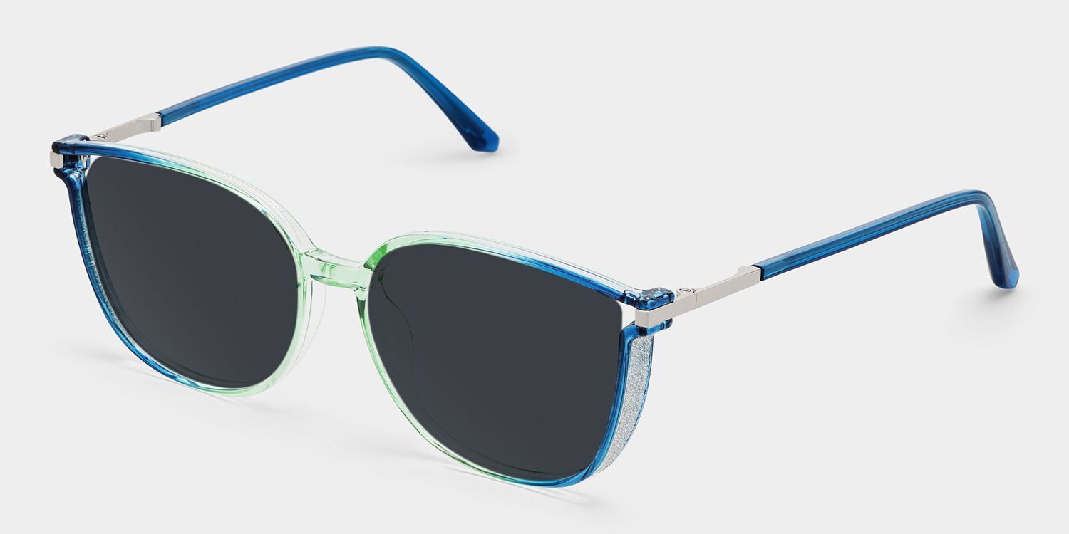 Rodz Tr90 Blue-Green Square Frame Sunglasses | ZEELOOL UK2