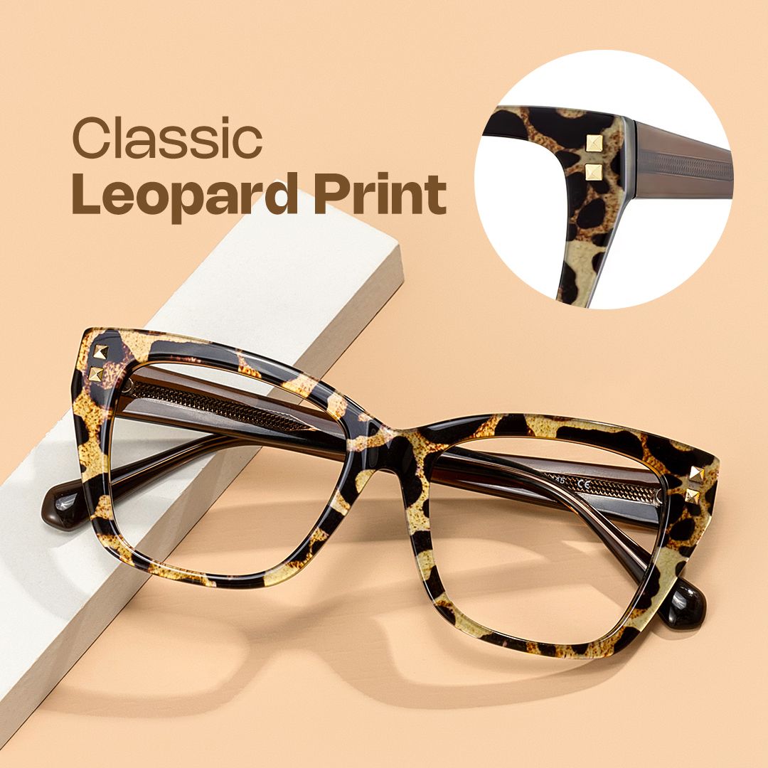 Tessia Leopard Square Glasses Women's Glasses | ZEELOOL UK0