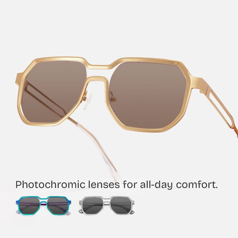 Hype Gold Geometric Sunglasses