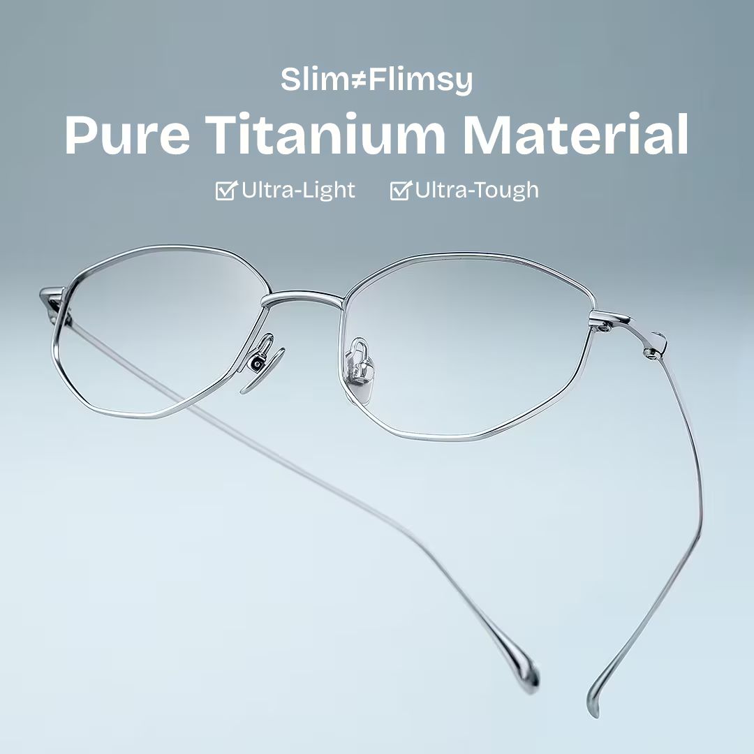 Everett Silver Frame Glasses with Geometric Frame Online |  ZEELOOL UK1