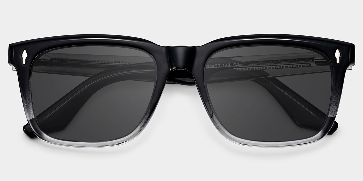 Fletcher Black Rectangle Polarized Sunglasses for Driving | ZEELOOL UK1