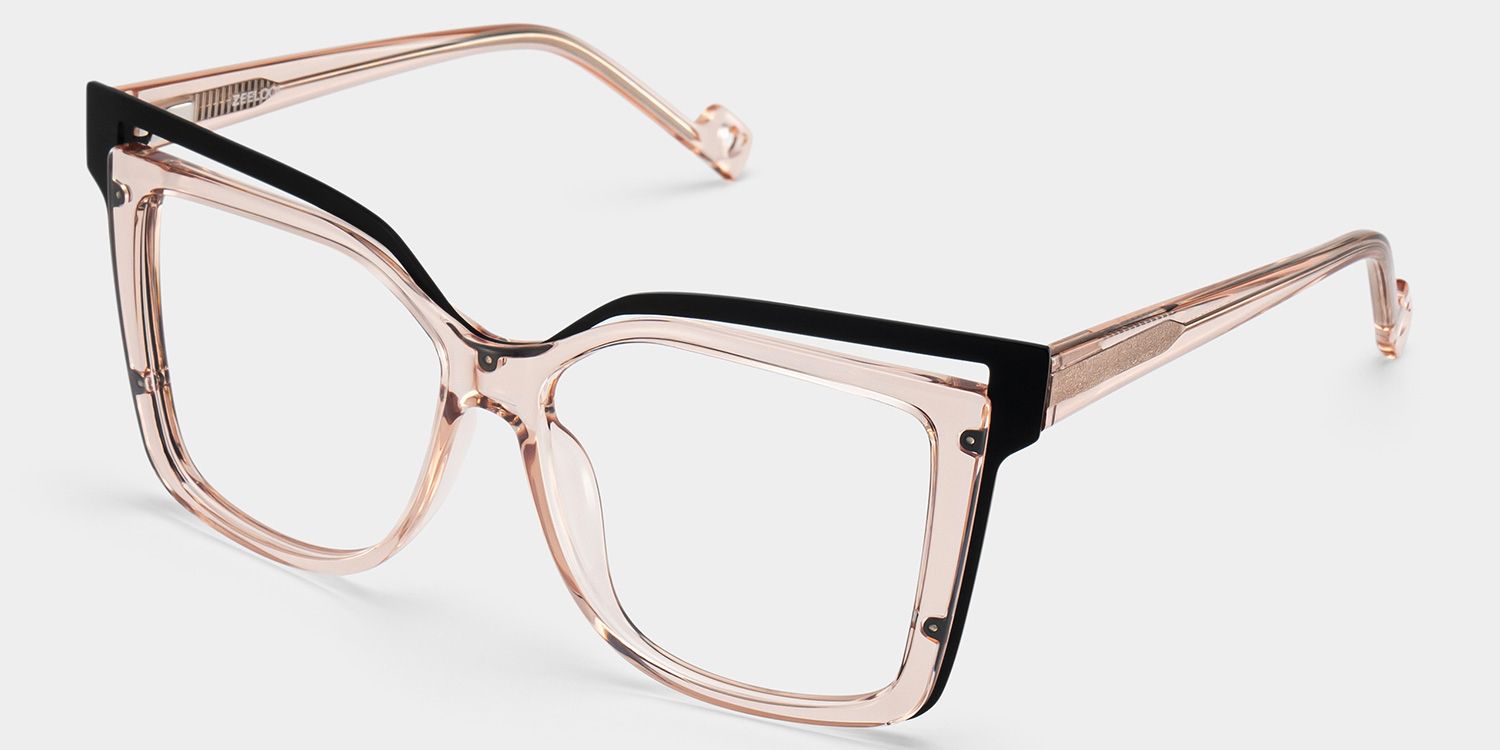 Twolla Square Beige Glasses and Black Edge Frame2