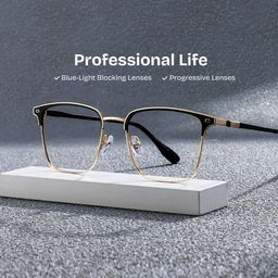 Dawson Black Gold Rectangle Glasses0