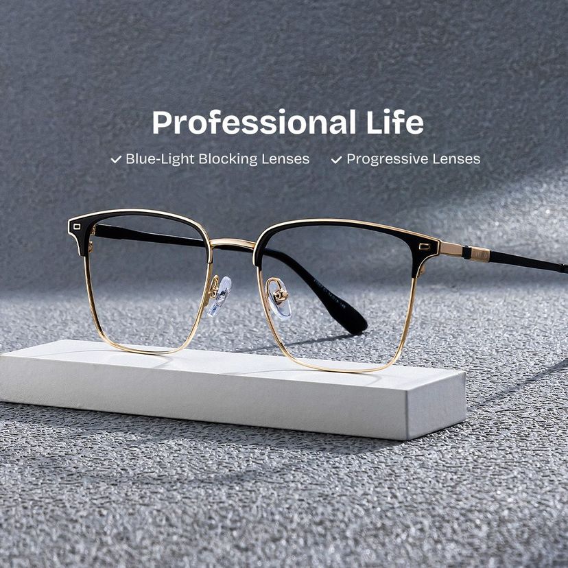 Dawson Black Gold Rectangle Glasses
