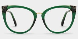 Dalton Dark-Green Cat eye Glasses0