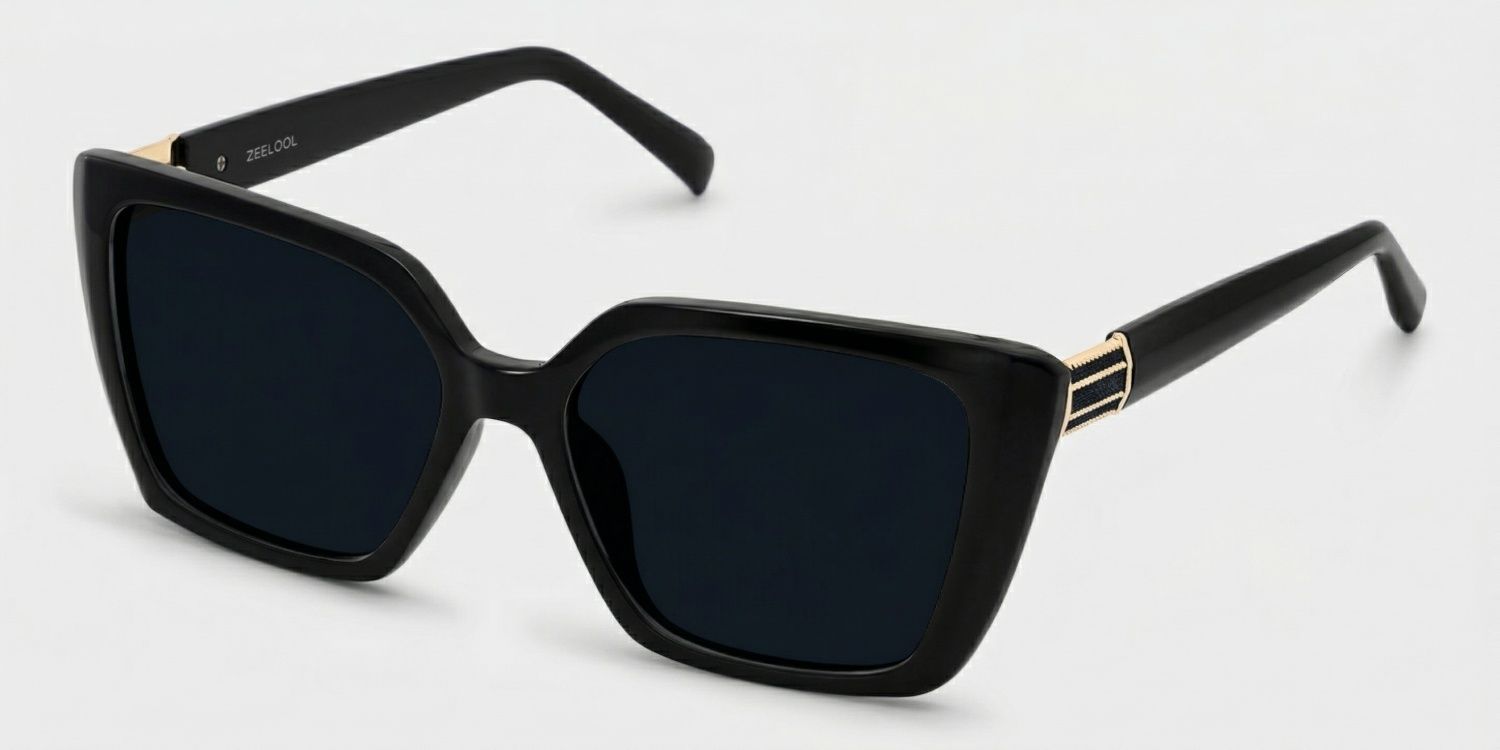 Emery Black Square Polarized Sunglasses for Driving | ZEELOOL UK2