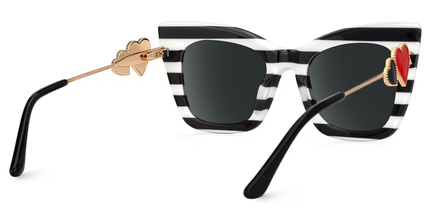 Cagle Cat Eye Black-White Full Rim Sunglasses | ZEELOOL UK3