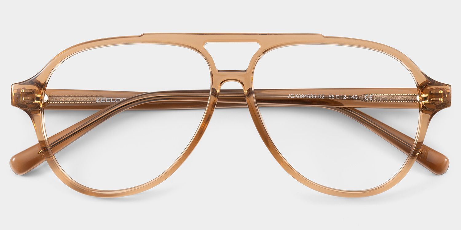 Drew Tan Clear Brown Aviator Glasses for the Female | ZEELOOL1
