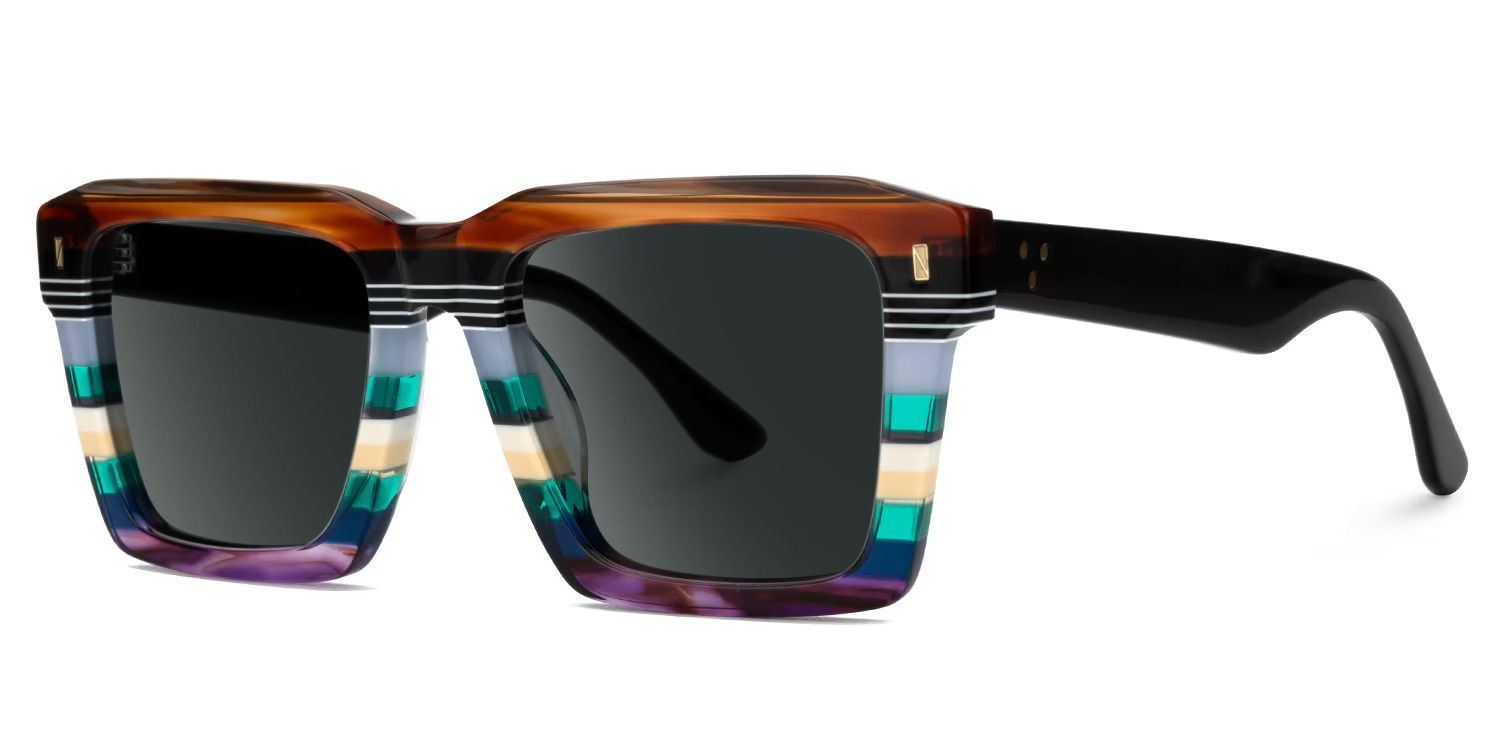 Kenish Acetate Multicolor Square Frame Sunglasses | ZEELOOL UK1