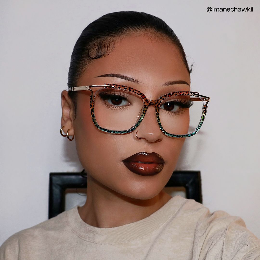 Spring hinges Sidibe Eyeglasses, Sidibe Blue leopard Glasses -Zeelool6