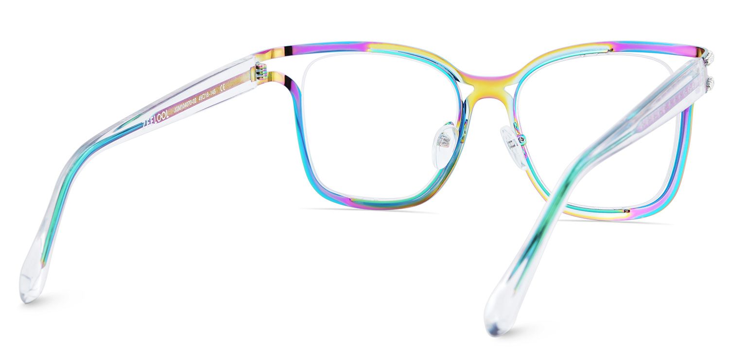 Half Rim Square Glasses With Decorated Shiny Diamonds6