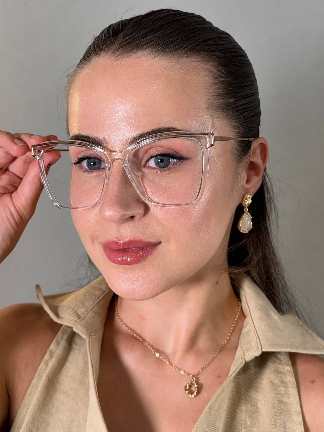Krystle Square Clear Frame Glasses | ZEELOOL UK12