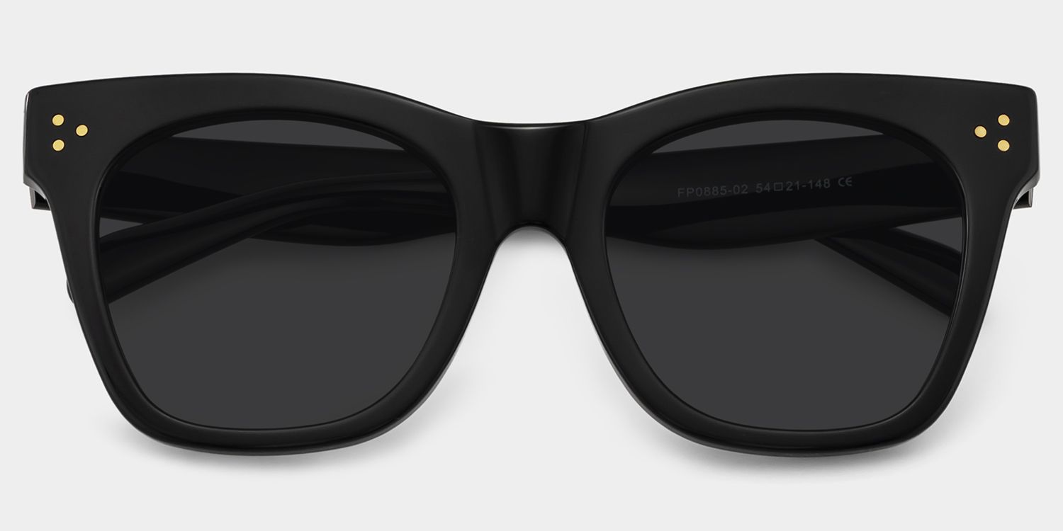 Gordon Black Rectangle Polarized Sunglasses for Driving | ZEELOOL UK1