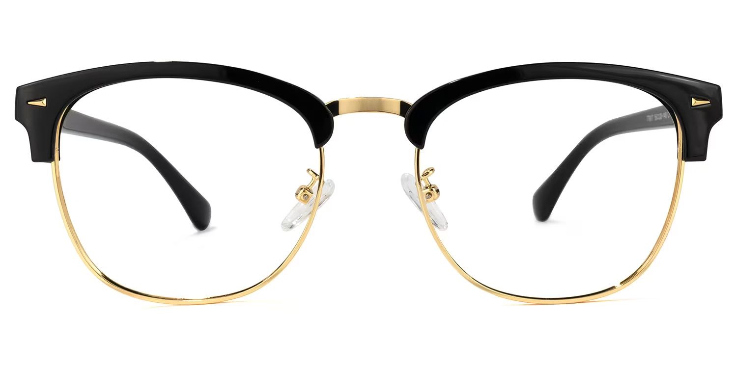 Lasha Browline Black Eyeglasses and Oval Frame0