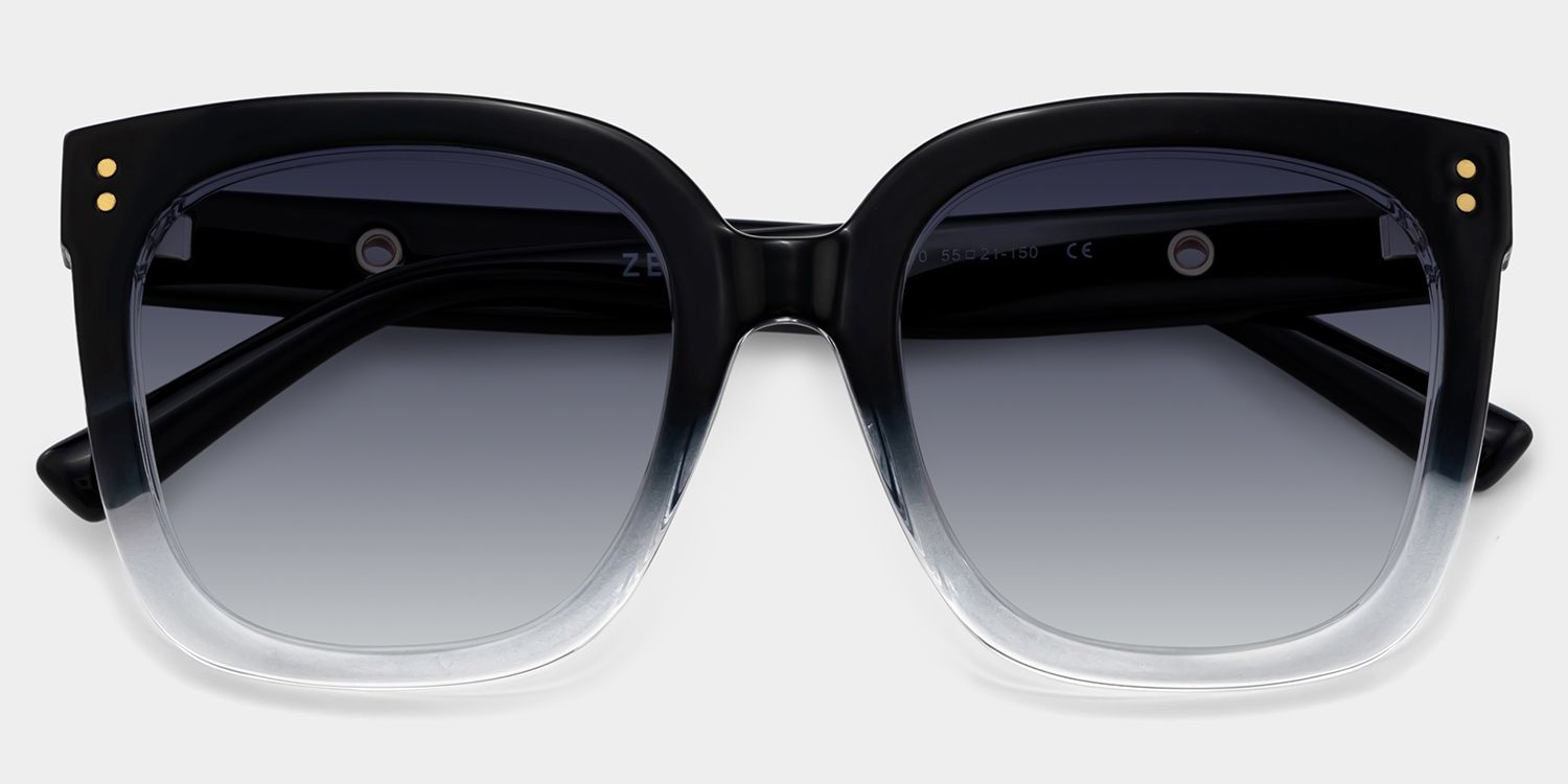 Ebony Square Black Clear Full Rim Sunglasses | ZEELOOL UK1