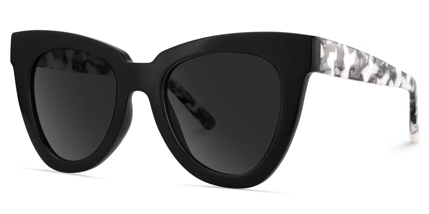 Yaser Acetate Black Cat Eye Frame Sunglasses | ZEELOOL UK2