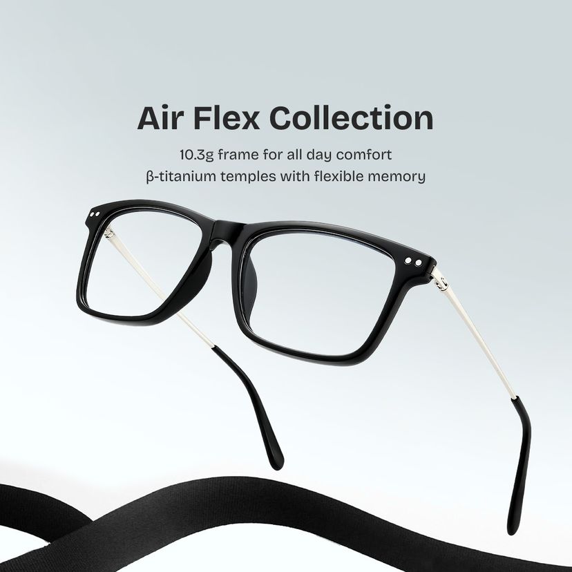 Eleanor Black Rectangle Glasses