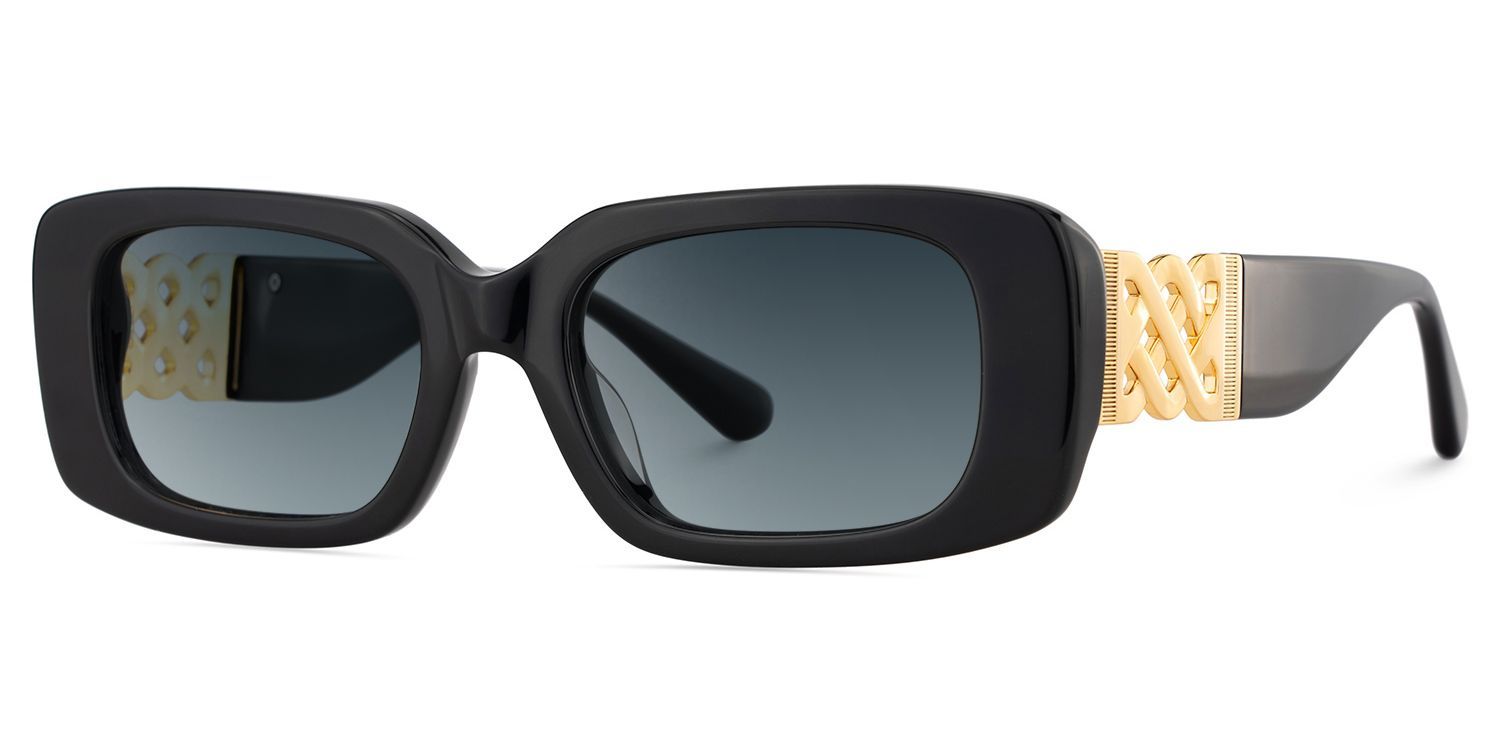 Jonas Rectangle Black Full Rim Sunglasses | ZEELOOL UK2