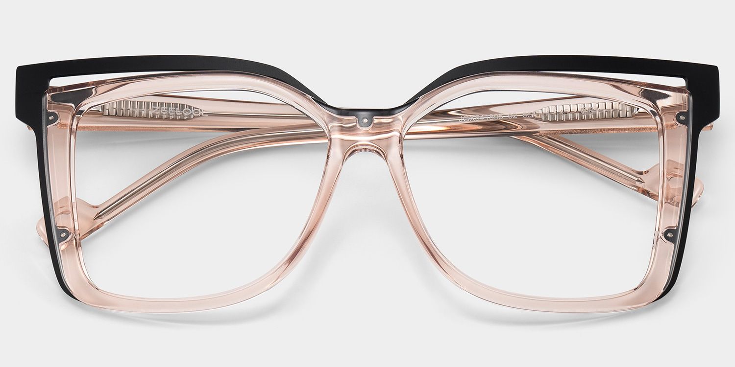 Twolla Square Beige Glasses and Black Edge Frame1