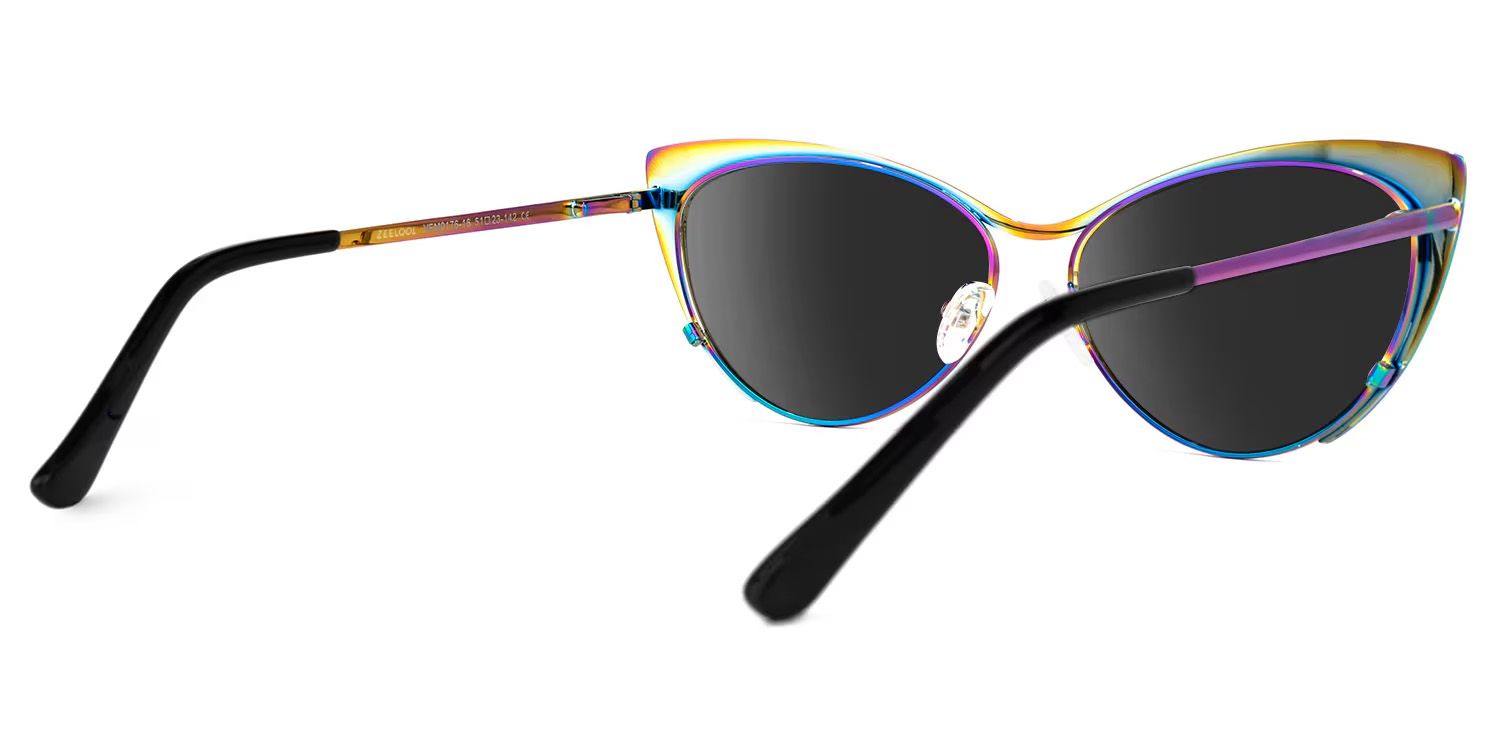 Ellen Metal Iridescent Cat Eye Frame Sunglasses | ZEELOOL UK3