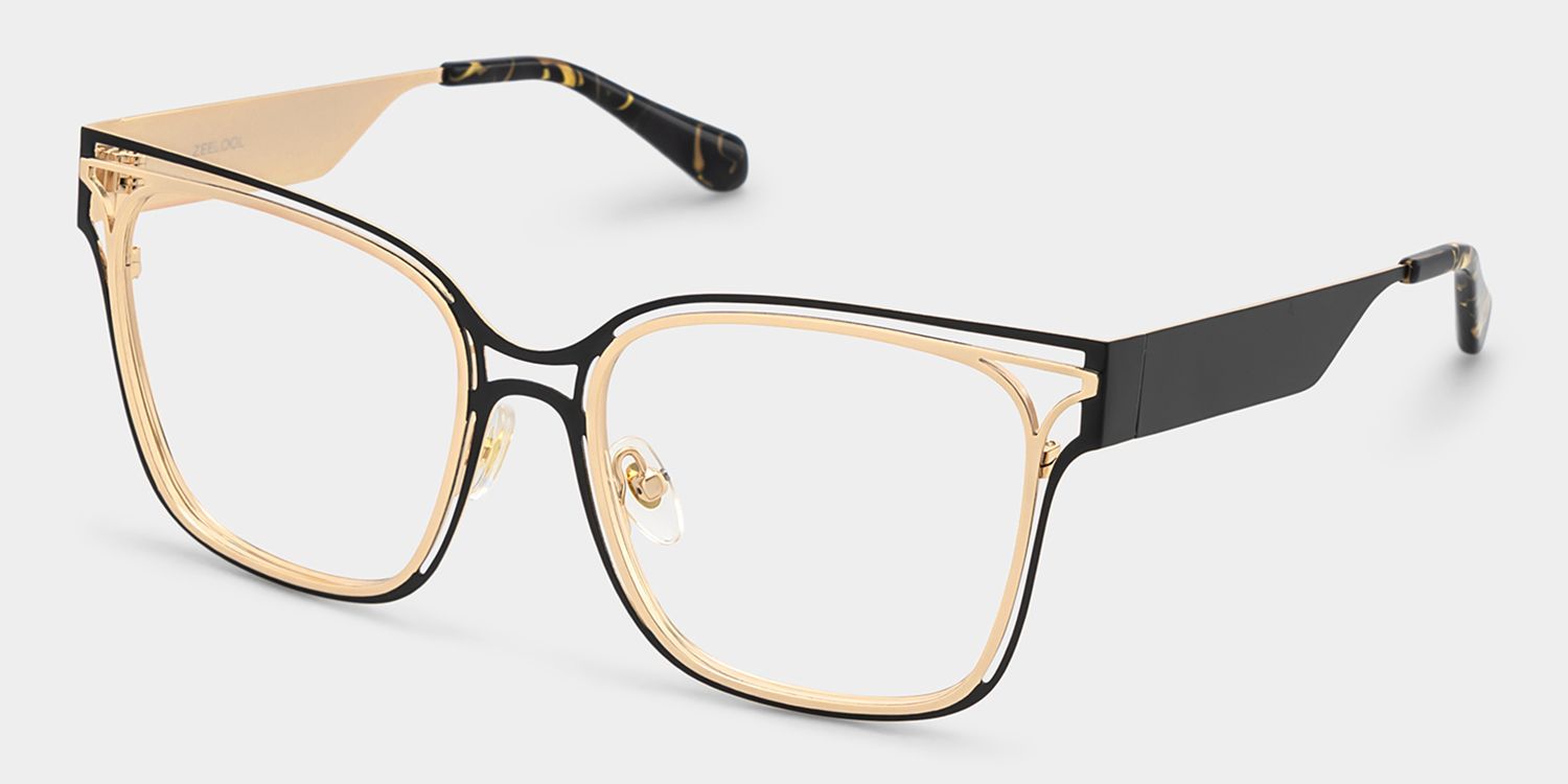 Women's Metal Glasses with Golden Tortoise Temples Online3