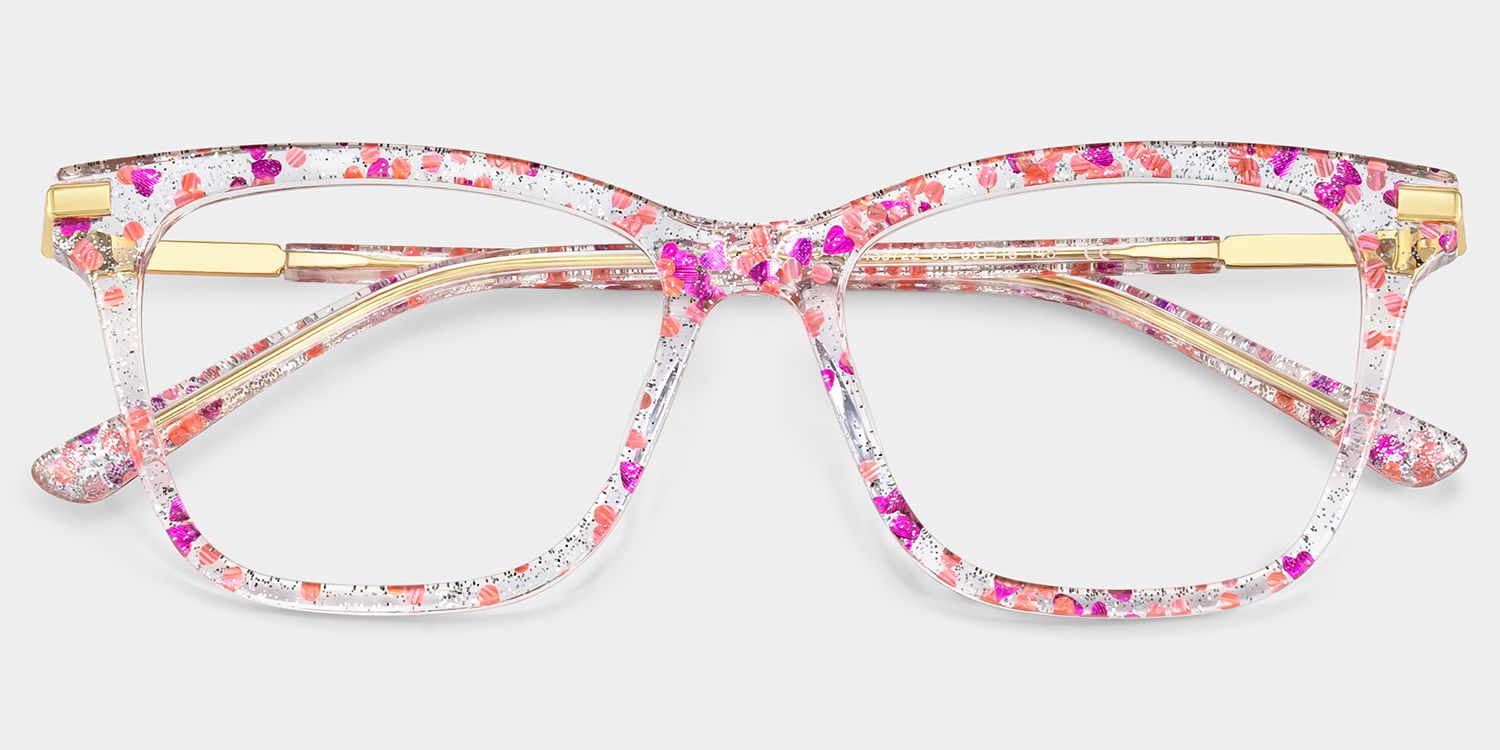 Eliot Rectangle Eyewear with Pink2