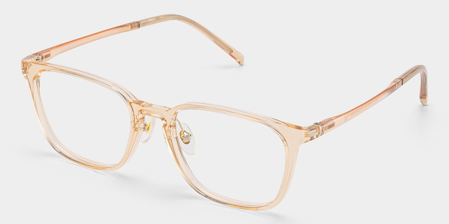 Lily Rectangular Round Glasses in Light Yellow Frame | ZEELOOL UK3