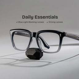 Fletcher Black Rectangle Glasses0