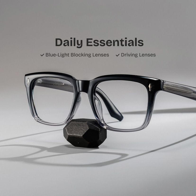 Fletcher Black Rectangle Glasses