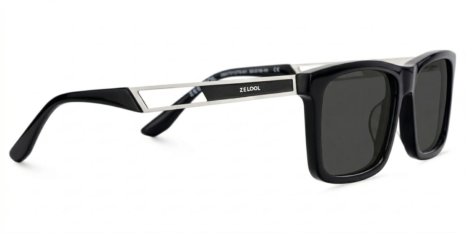 Osvaldo Black Rectangle Polarized Sunglasses for Driving | ZEELOOL UK3