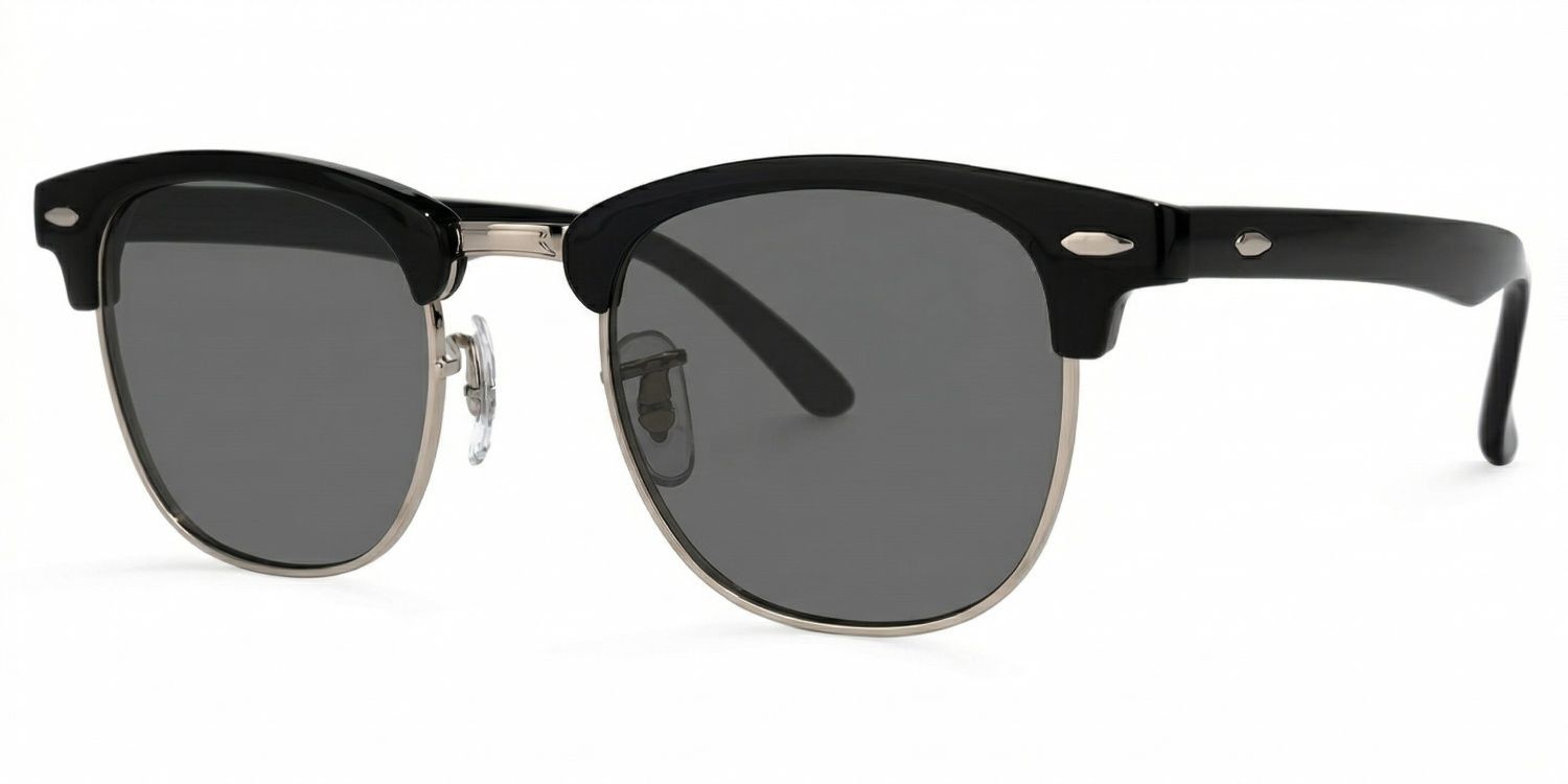 Hacker Black Frame Sunglasses with Browline Style | ZEELOOL UK1