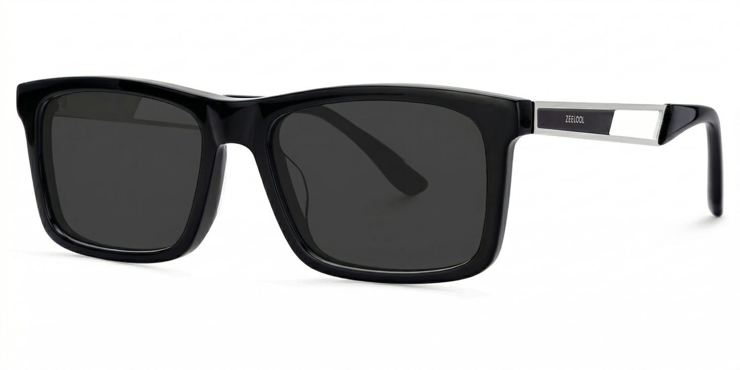Osvaldo Black Rectangle Polarized Sunglasses for Driving | ZEELOOL UK2