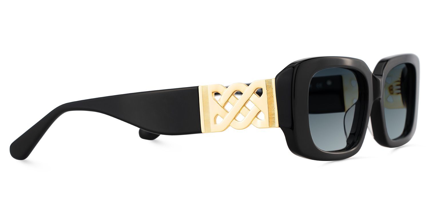 Jonas Rectangle Black Full Rim Sunglasses | ZEELOOL UK3