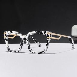 Lidia Cow Print Square Glasses0