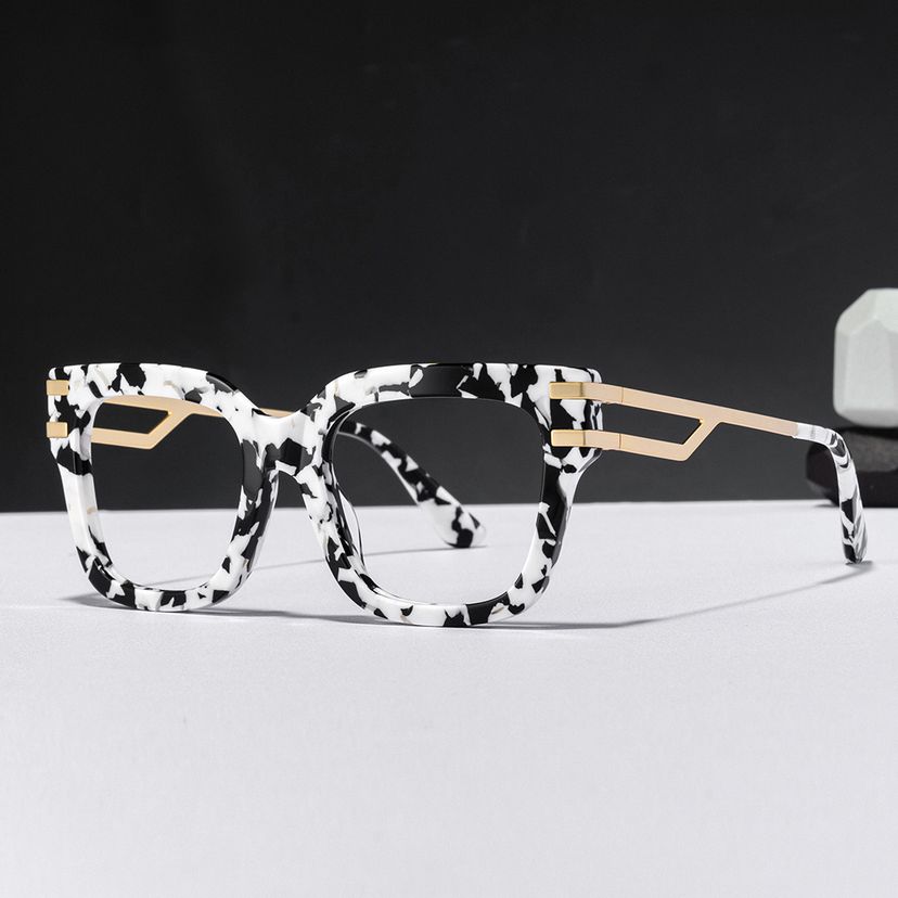 Lidia Cow Print Square Glasses