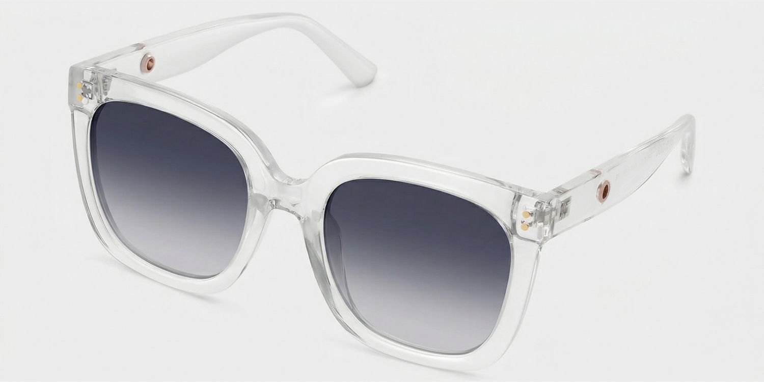 Ebony Square Clear Sunglasses for Women & Men | ZEELOOL UK2